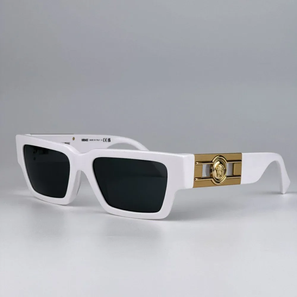 NEW Versace VE4459 Medusa Deco 314/87 White Grey Rectangle Unisex Sunglasses